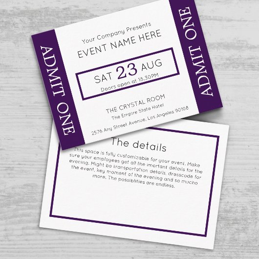 Company Event Ticket Concert Admit One Invitation