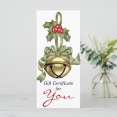Company Gift Certificate Gold Bell Green Ribbon (Staand voorkant)