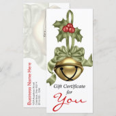 Company Gift Certificate Gold Bell Green Ribbon (Voorkant / Achterkant)