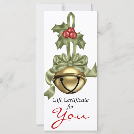 Company Gift Certificate Gold Bell Green Ribbon (Voorkant)