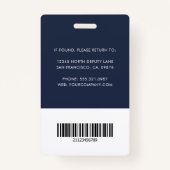 Company Logo Staff Barcode Employee Photo ID Badge (Achterkant)