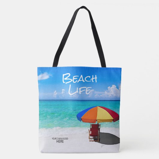 Company Logo Tropical Beach Umbrella Client Gift Draagtas (Voorkant)