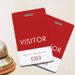 Company Logo Visitor Badge Red