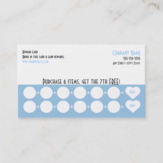 Company Loyalty Visitekaartje Punch Card (Voorkant)