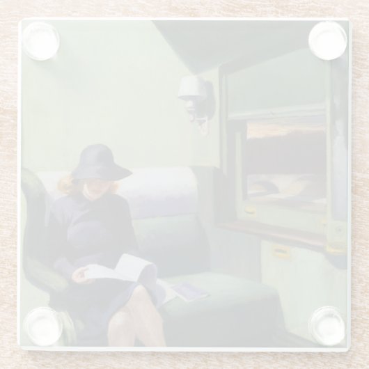 Compartiment C, auto 293, van Edward Hopper Glazen Onderzetter (Achterkant)