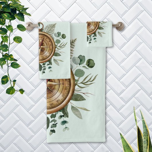 Compas de feuilles tropicales vertes à l'aquarelle