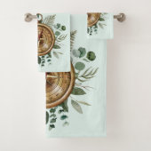 Compas de feuilles tropicales vertes à l'aquarelle (En situation)