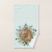 Compas de feuilles tropicales vertes à l'aquarelle (Serviette à main)
