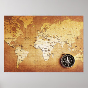 Compass and Map Value Poster Paper (Matte)