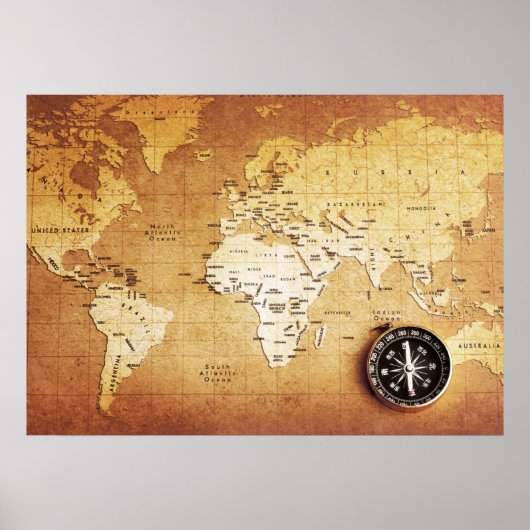 Compass and Map Value Poster Paper (Matte) (Voorkant)