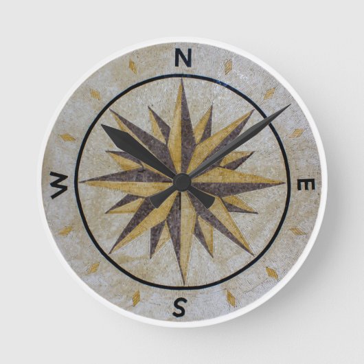 Compass Direction Design Point Floor Table Top Mar Ronde Klok (Voorkant)