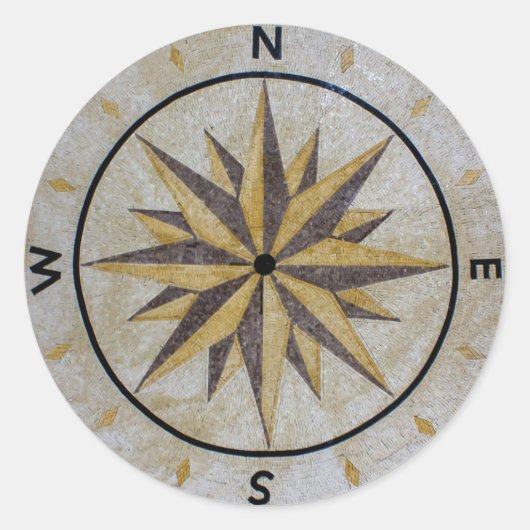 Compass Direction Design Point Floor Table Top Mar Ronde Sticker (Voorkant)