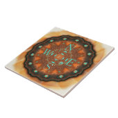 Compass Earth Om en Moon Mandala Ceramic Tile Tegeltje (Zijkant)