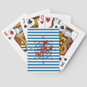 Compass en Lobster Blue en White Stripe Cards Speelkaarten (Achterkant)