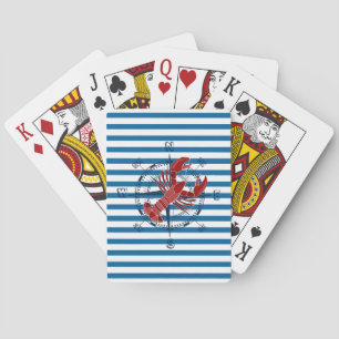 Compass en Lobster Blue en White Stripe Cards Speelkaarten