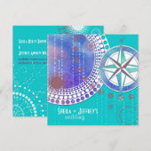 Compass & Geometric Shapes Aqua Wedding Kaart (Voorkant / Achterkant)