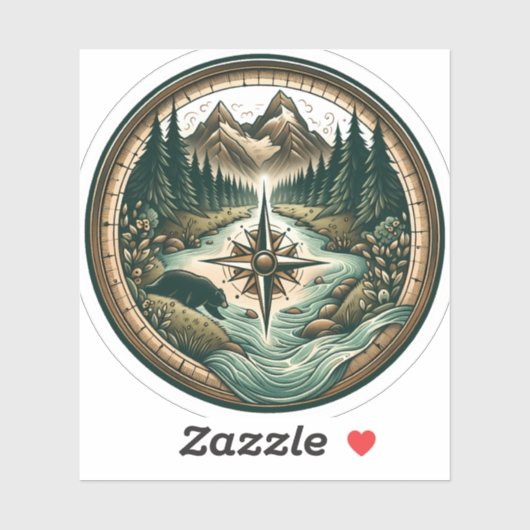 Compass Lake Vinyl Sticker | Uitgesneden Sticker (Vel)