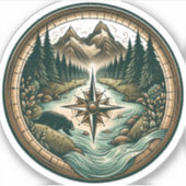 Compass Lake Vinyl Sticker | Uitgesneden Sticker (Voorkant)