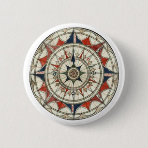 Compass Roos #5 Ronde Button 5,7 Cm