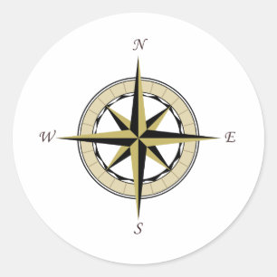 Compass Roos Art Ronde Sticker