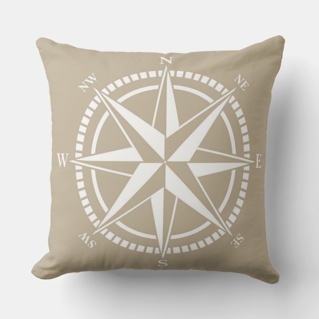 Compass Roos beige Nautical Kussen (Voorkant)