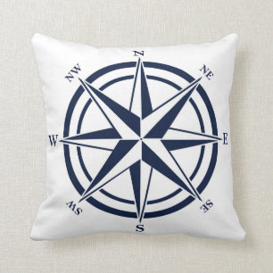 Compass Roos Blue Nautical Kussen