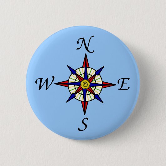 Compass Roos Blue Ronde Button 5,7 Cm (Voorkant)