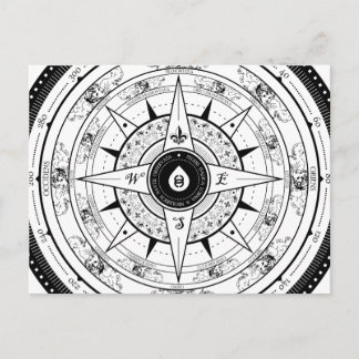Compass Roos - Briefkaart (wit)