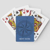 Compass roos en aangepaste bootnaam blauw pokerkaarten (Achterkant)