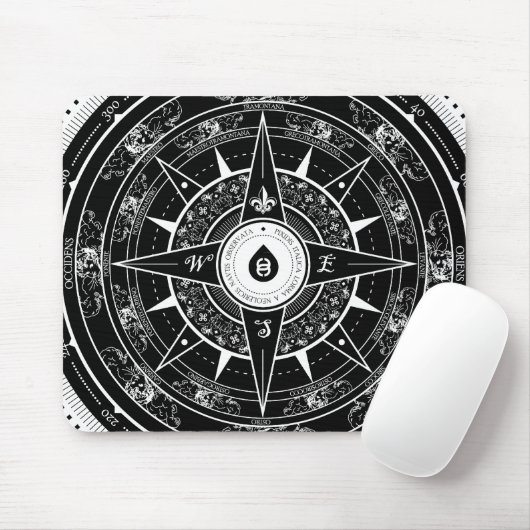 Compass Roos - Mousepad (zwart) Muismat (Met muis)