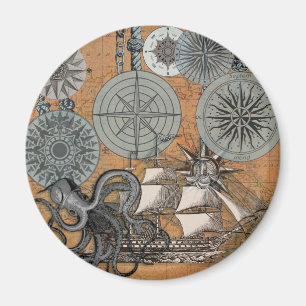 Compass Roos  Nautical Octopus Magneet