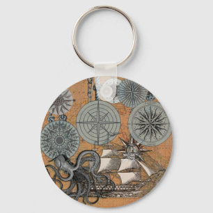 Compass Roos Nautical Octopus Sleutelhanger