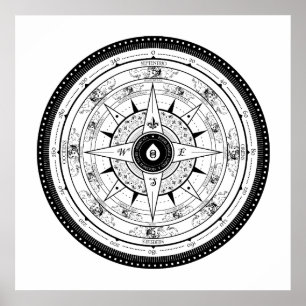 Compass Roos - Poster (wit)