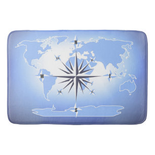 Compass Roos Sailing Ocean Blue Bath Mat