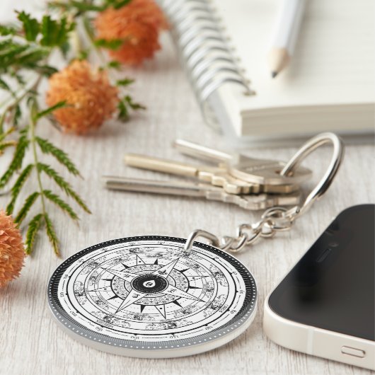 Compass Roos - Sleutelhanger (wit) (Voorkant Rechts)