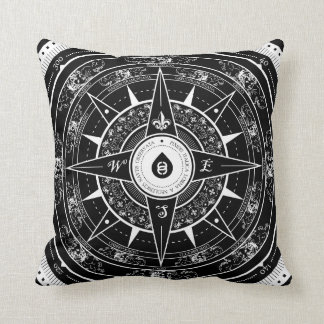 Compass Roos - Square Sierkussen (zwart)