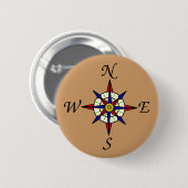 Compass Roos Tan Ronde Button 5,7 Cm (Voorkant /achterkant)