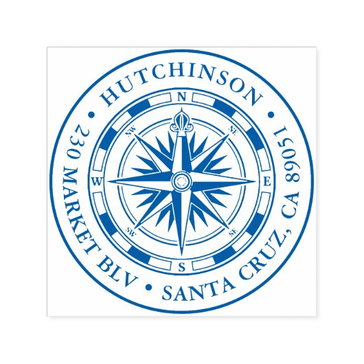 Compass Round Nautical Return-adres Zelfinktende Stempel (Design)