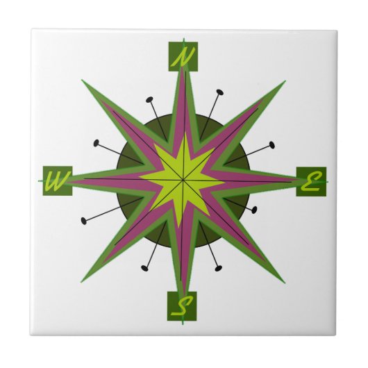 Compass Skewed Design Tegeltje (Voorkant)