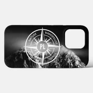 Compass star embleem monogram dramatische bergen iPhone 13 pro hoesje