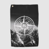 Compass star embleem monogram dramatische bergen golfhanddoek (Voorkant)