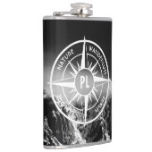 Compass star embleem monogram dramatische bergen heupfles (Rechts)