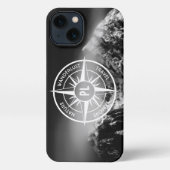 Compass star embleem monogram dramatische bergen iPhone hoesje (Achterkant)