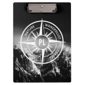 Compass star embleem monogram dramatische bergen klembord (Voorkant)
