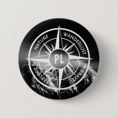 Compass star embleem monogram dramatische bergen ronde button 5,7 cm (Voorkant)