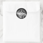 Compass star embleem monogram dramatische bergen ronde sticker (Tas)