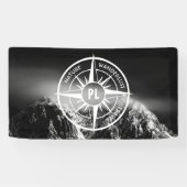 Compass star embleem monogram dramatische bergen spandoek (Horizontaal)