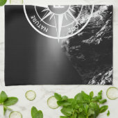 Compass star embleem monogram dramatische bergen theedoek (Gevouwen)