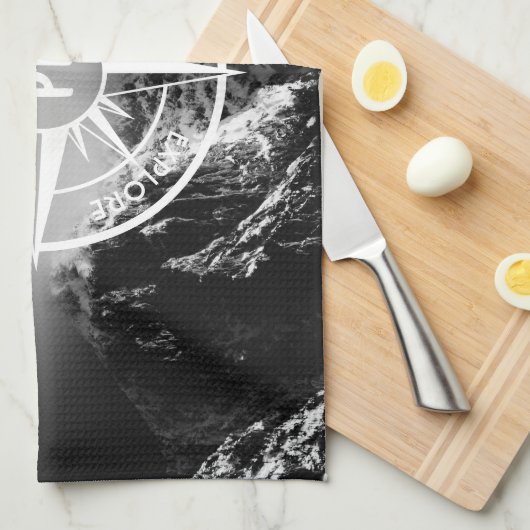 Compass star embleem monogram dramatische bergen theedoek (Quarter Fold)