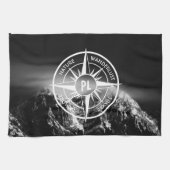 Compass star embleem monogram dramatische bergen theedoek (Horizontaal)